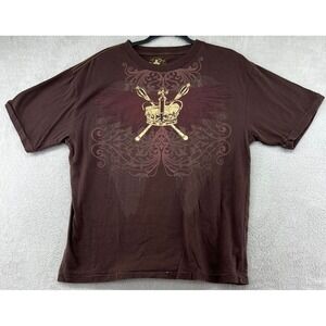 Robert Wayne Shirt Mens Large Graphic Tee Crown Burgundy Short Sleeve